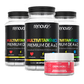 3 Multivitamínicos + 1 Creme Retinol 22 vitaminas e minerais de A a Z